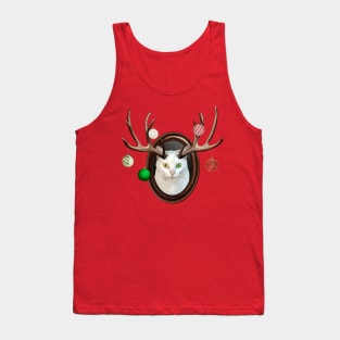 Festive White Catalope Portrait with Christmas Ball Ornaments Tank Top
